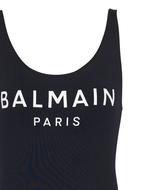 logo-print scoop-back swimsuit